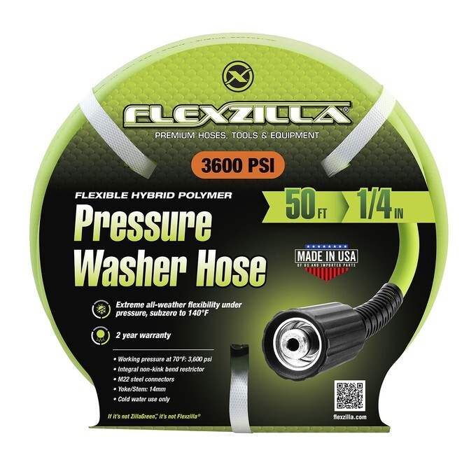 Flexzilla Pressure Washer Hose 1/4 in x 50 ft 3600 PSI Cold Water No Kinking!