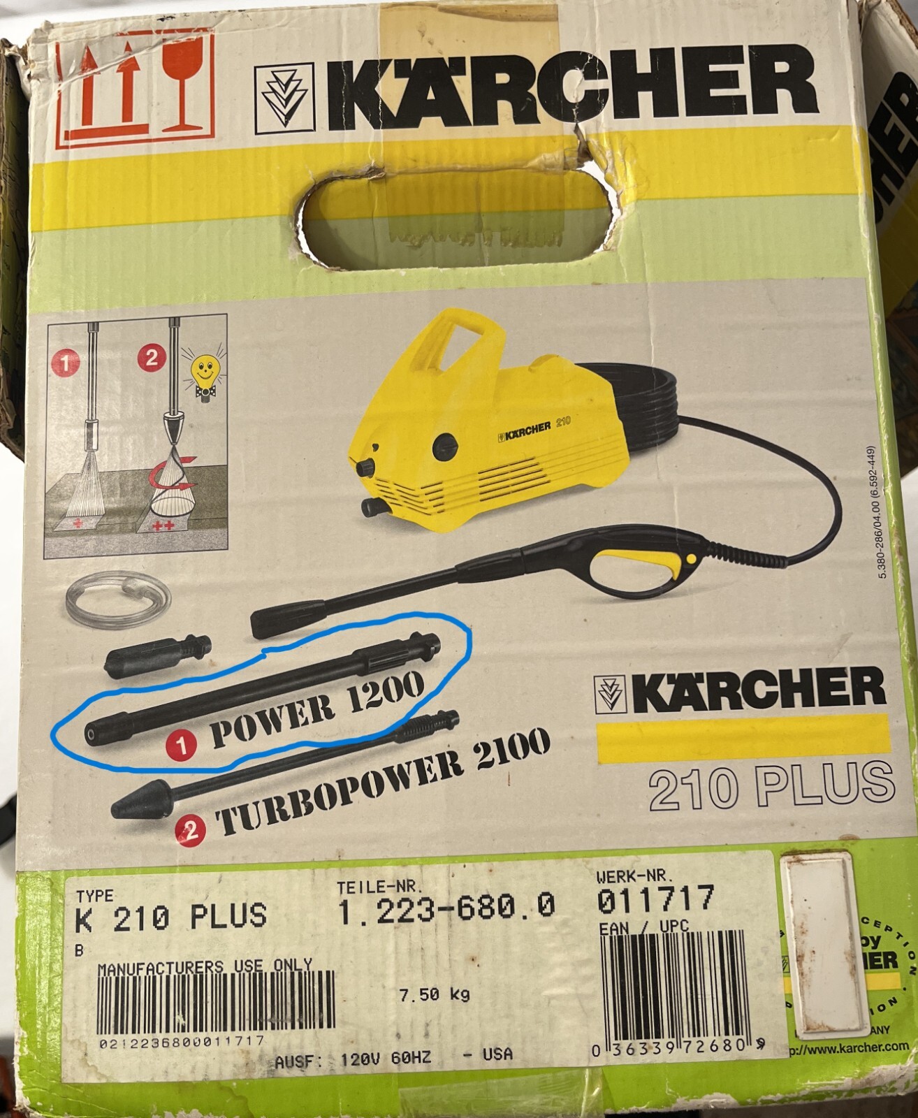 Karcher 210 Plus Pressure Washer Power 1200 Extension Lance/Wand/Nozzle Assembly