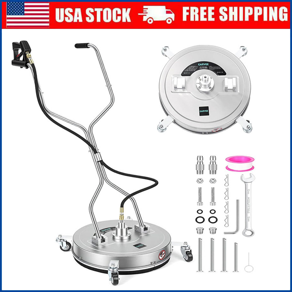 24 inch Pressure Washer Surface Cleaner Stainless Steel 4 Wheels & Dual Handle
