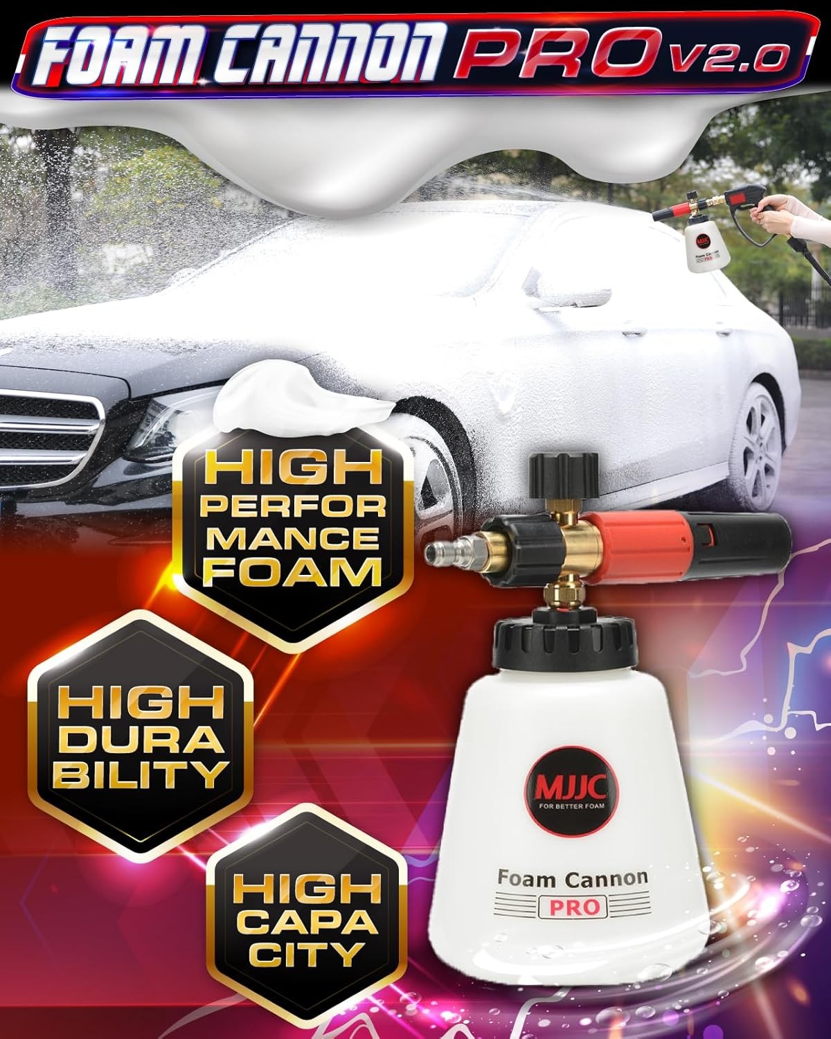 Foam Cannon Pro V2.0 (Thicker Snow Foam Technology) with 1/4 Inch Quick Connecto