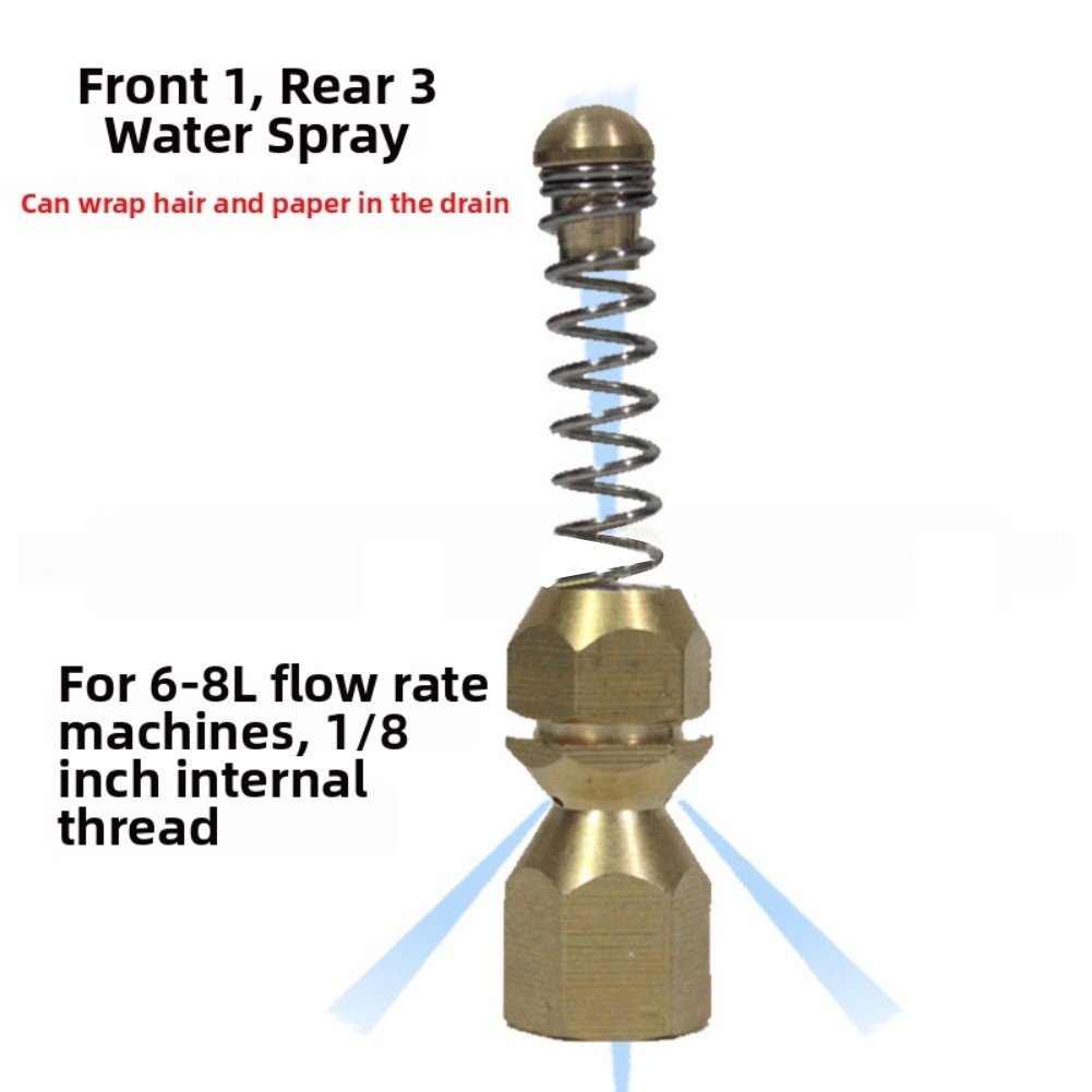 Four Nozzle Set for Pipeline Cleaning with Stainless Steel and Brass Components