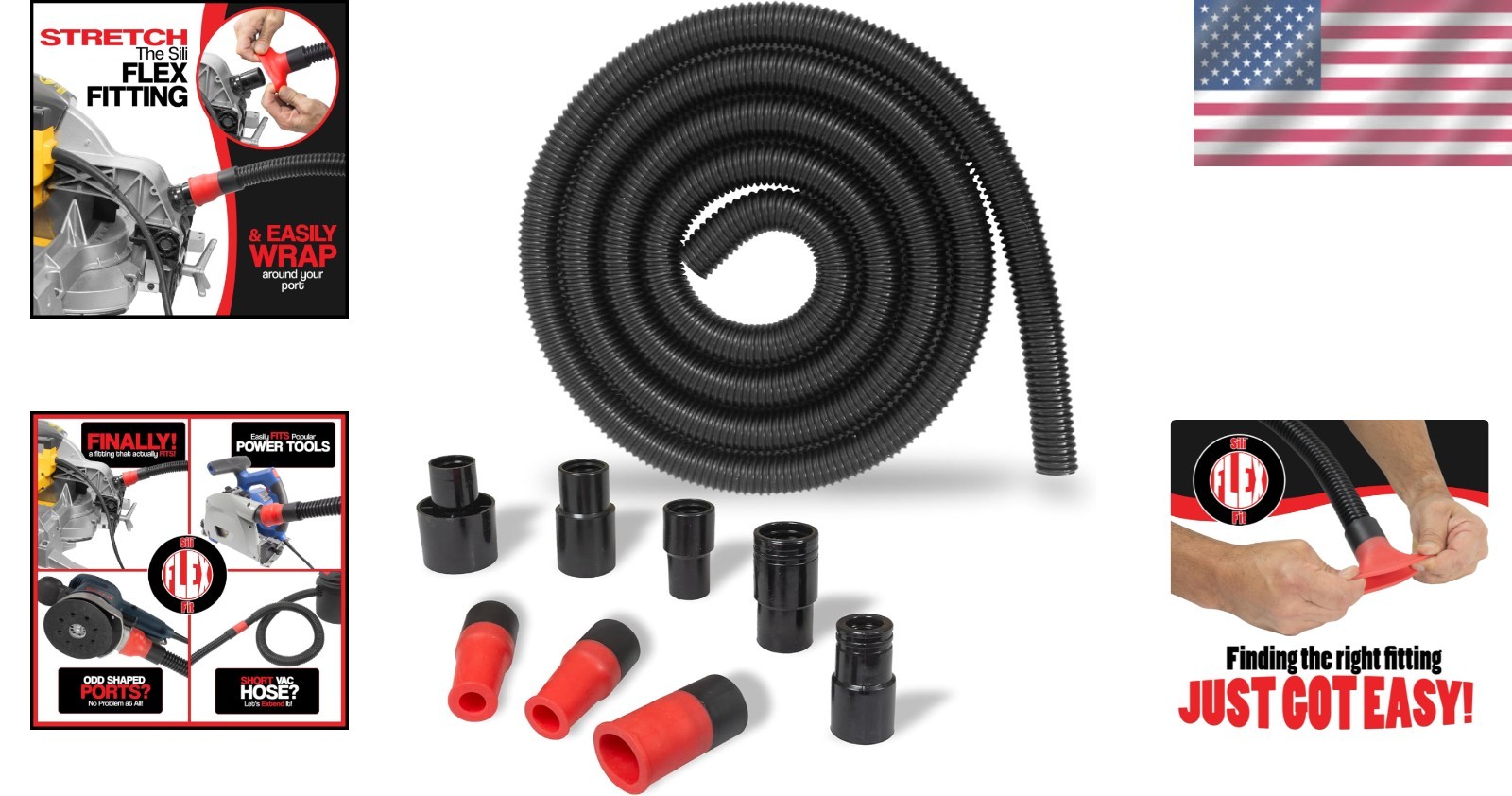 10-Foot Heavy-Duty Dust Collection Hose with Easy-Connect Sili Fit Fittings