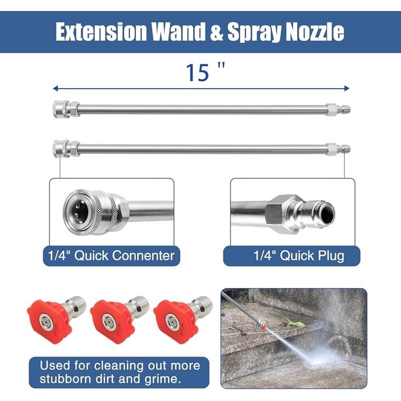 High Pressure Surface Cleaner Dual Nozzles 4000 PSI Easy Connect Accessory Set