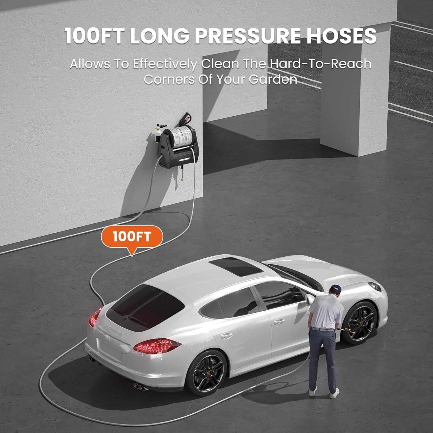 Giraffe Tools Max 2900 PSI Electric Pressure Washer with 100FT Hose Wall Mounted