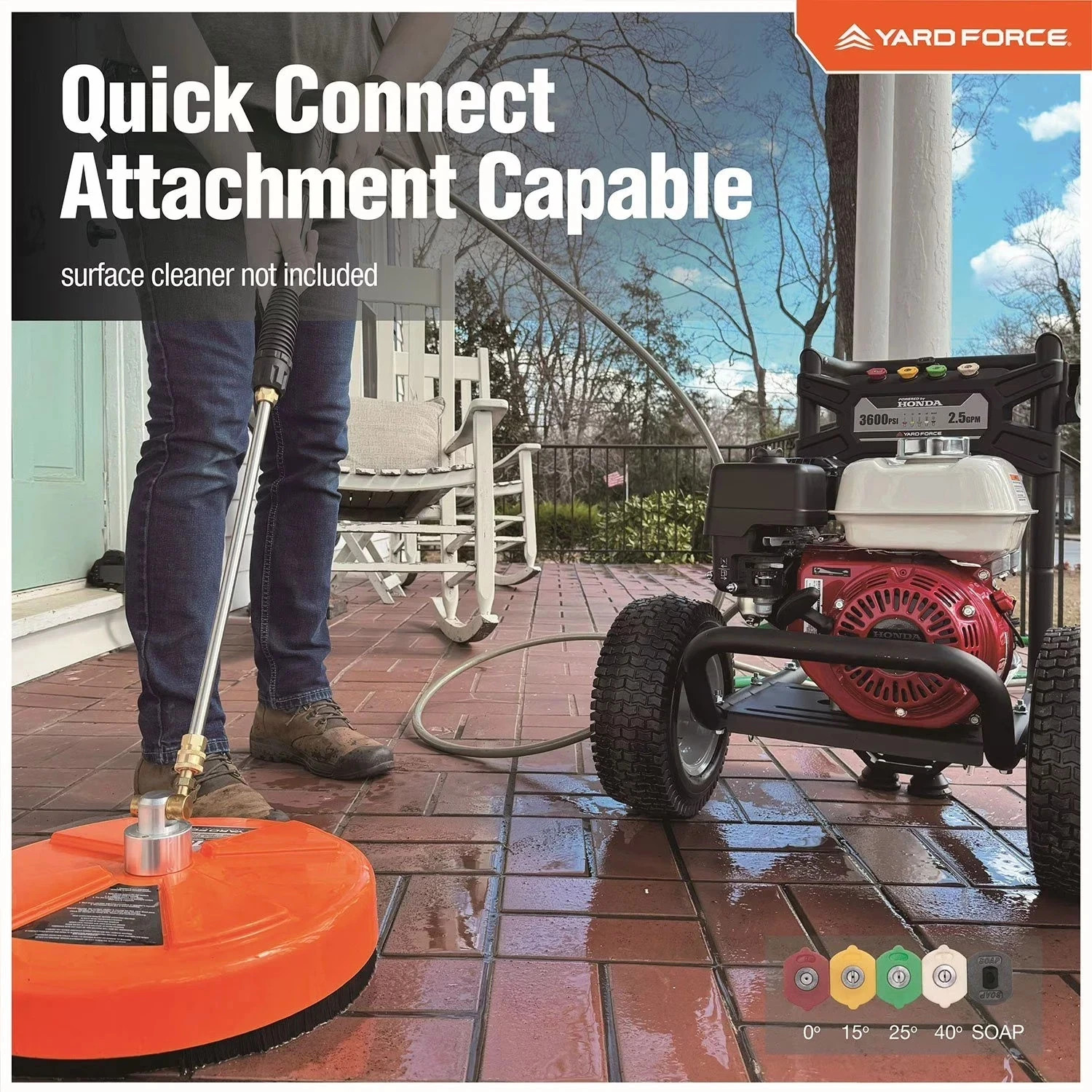 Yard Force 3600PSI 2.5GMP Honda GX200 196cc Gas Pressure Washer with high perfor