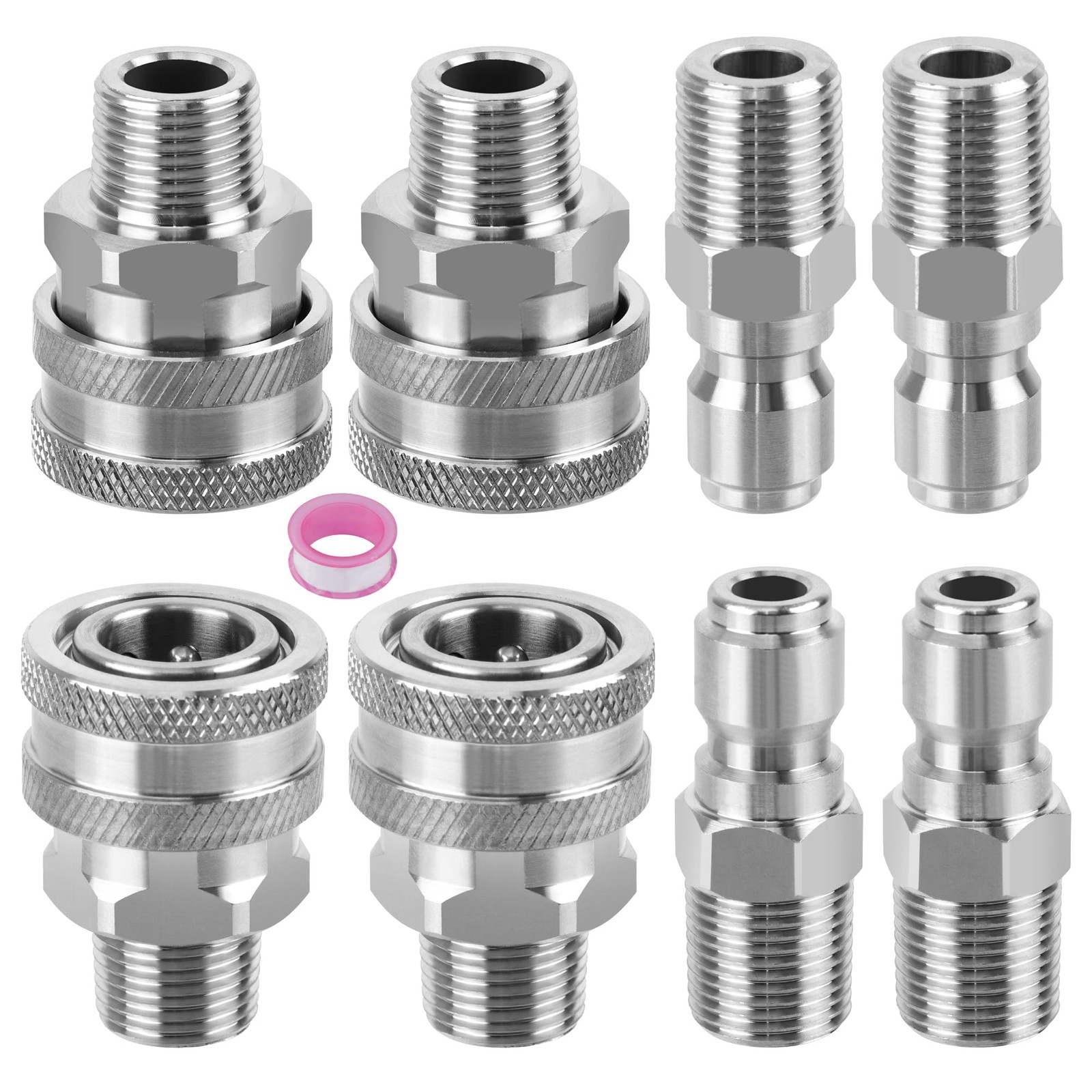 8 PCS 3/8 Inch Stainless Steel NPT Male Thread Quick Connect Pressure Washer