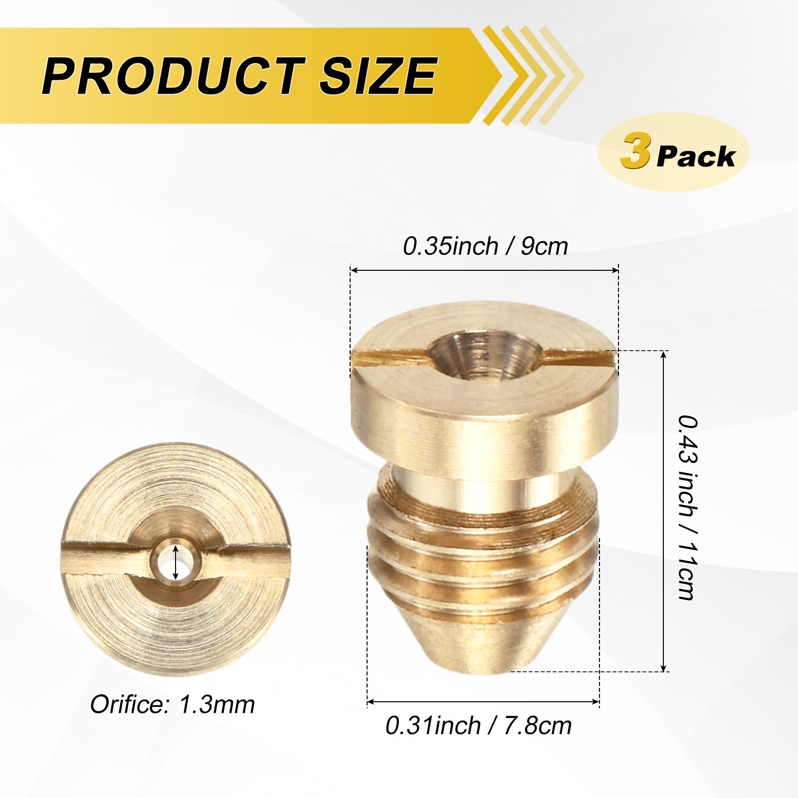 3-Pack Foam mm Brass 1.3 Cannon Orifice Nozzle Tips Washer Replacement Nozzles