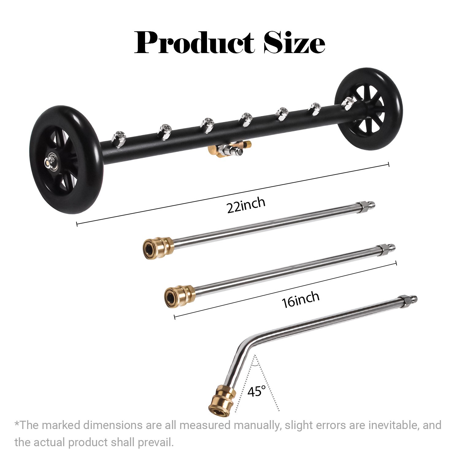 Undercarriage Pressure Car Washer Attachment 2-in-1 Cleaner Water Broom 7 Nozzle