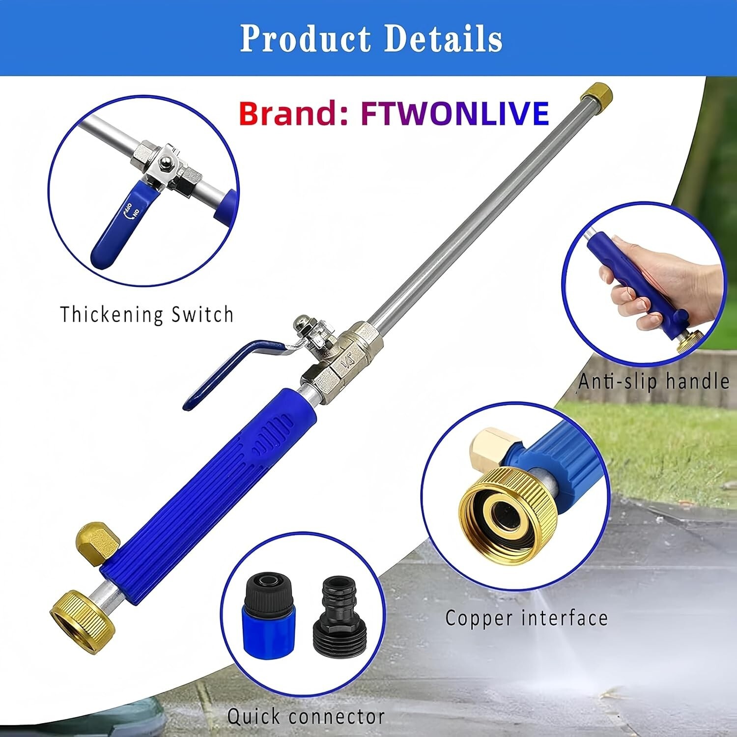 Hydro Jet High Pressure Power Washer Water Spray Gun Nozzle For Garden Car Hose