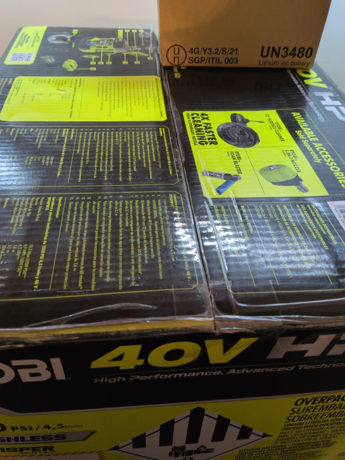 NEW RYOBI 40V HP Brushless Pressure Washer 1500 PSI 1Cold Water Kit 2 Batteries