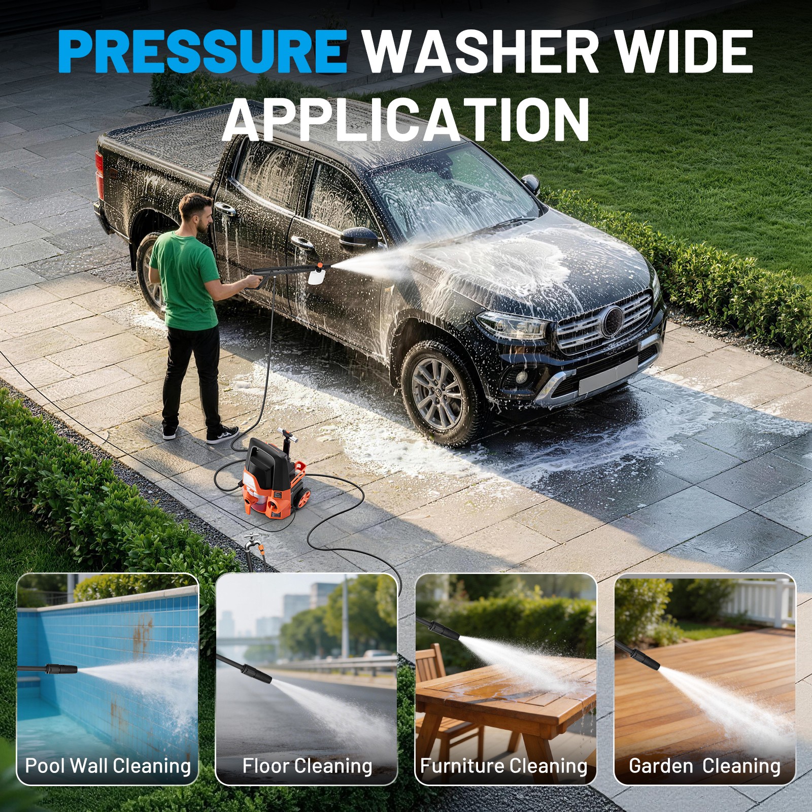 4 in 1 Multi Use Electric Cleaner 2800 PSI 1.7 GPM Washer and 220W Vac