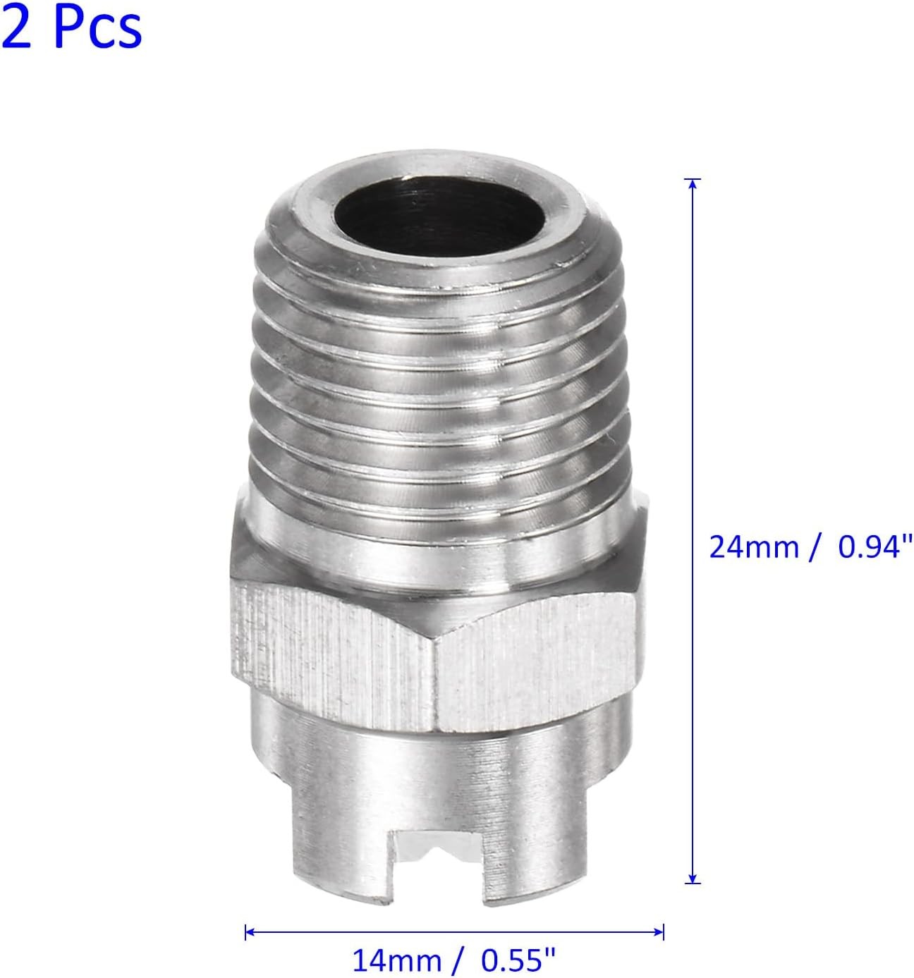 2-Pack Flat Fan Spray Tip 65 Degree 1/4BSPT Male Stainless Steel Pressure