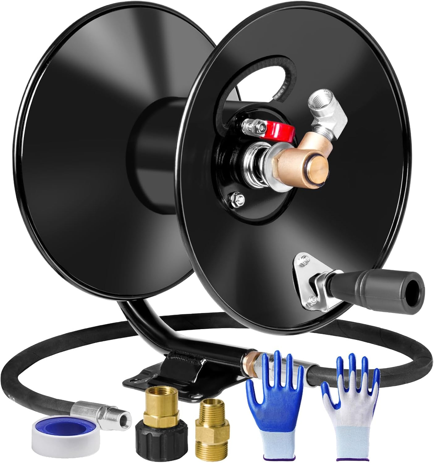 Pressure Washer Hose Reel 50Ftx3/8” / 65Ftx1/4”, 4000PSI Heavy Duty Power Washer