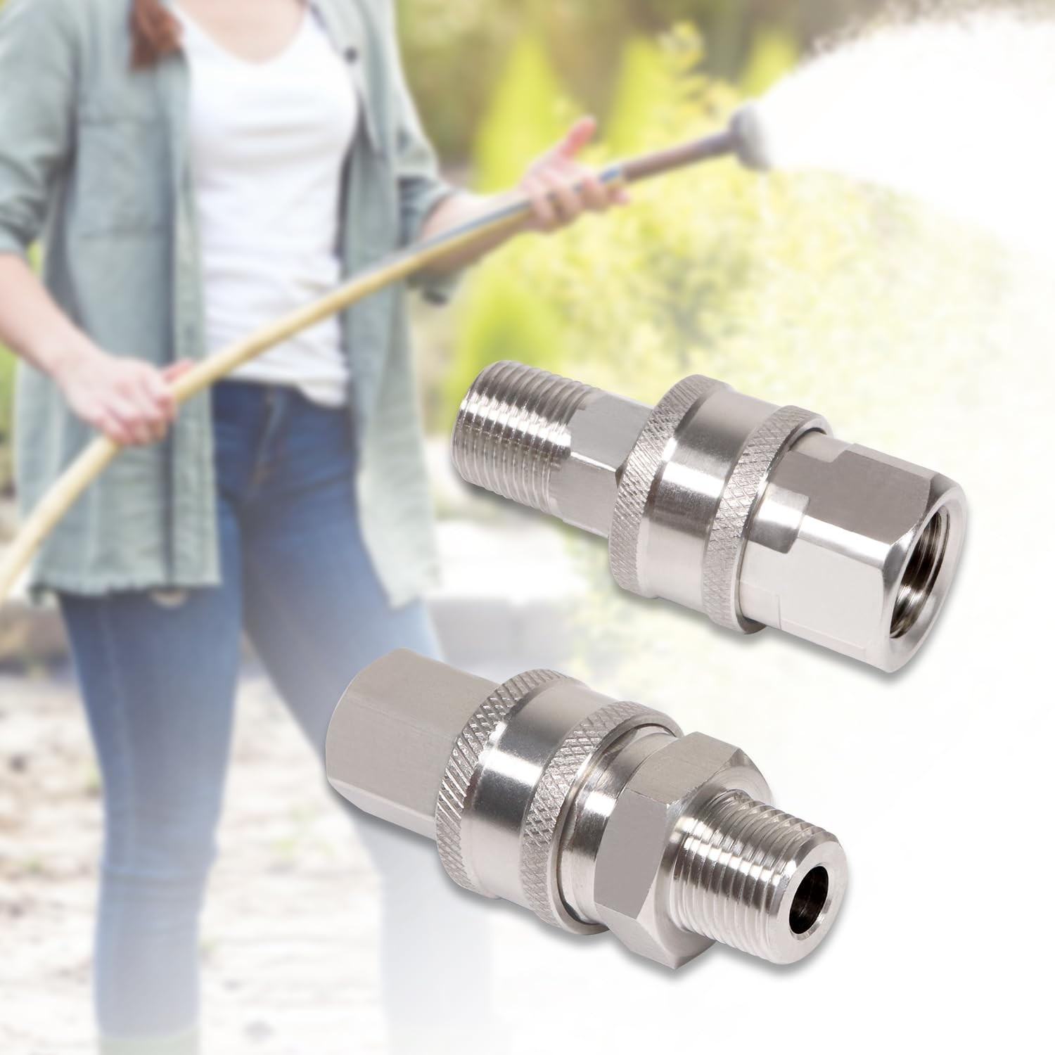 3/8 Inch Stainless Steel Quick Connect Coupler Fittings NPT Male Thread Kit