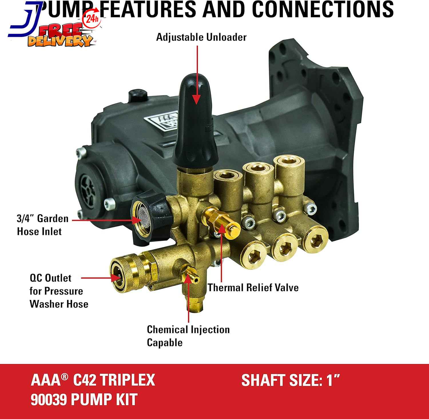 AAA 90039 Horizontal Triplex Plunger Replacement Pressure Washer Pump Kit