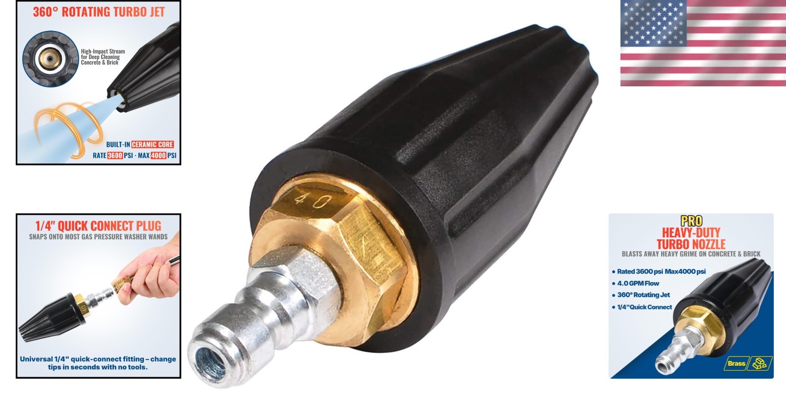 Brass Turbo Nozzle, 1/4″ Quick Connector