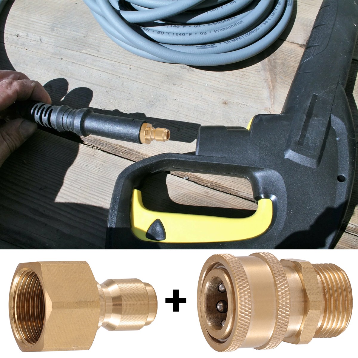 4pcs Pressure Washer Adapter Set M22 3/8″ Quick Connect For Power Washer Hose