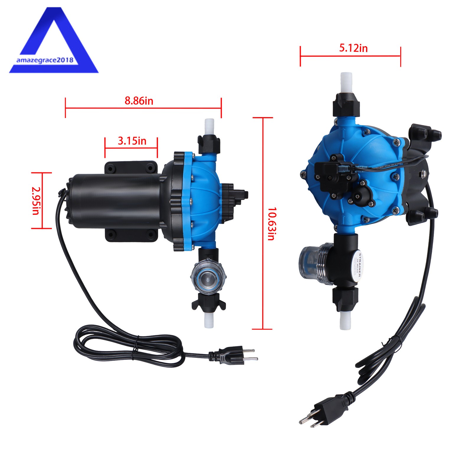 110V AC Water Diaphragm Pump 5-chamber 6 GPM 80 PSI Self Priming RV Water Pump