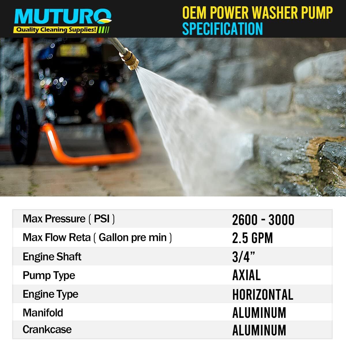 2900 PSI Power Washer Pump For Karcher Generac Homelite Horizontal 3/4″ Shaft