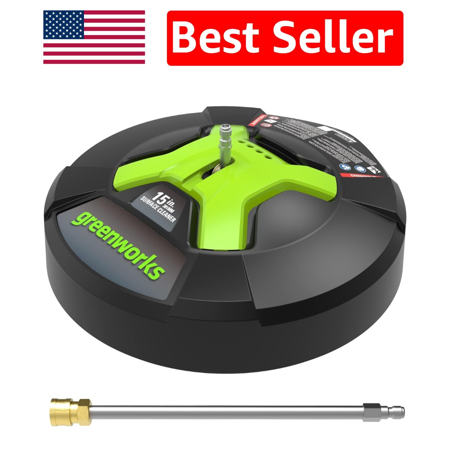 Efficient 15-Inch Surface Cleaner with 12″ Wand for Effective Outdoor Cleaning