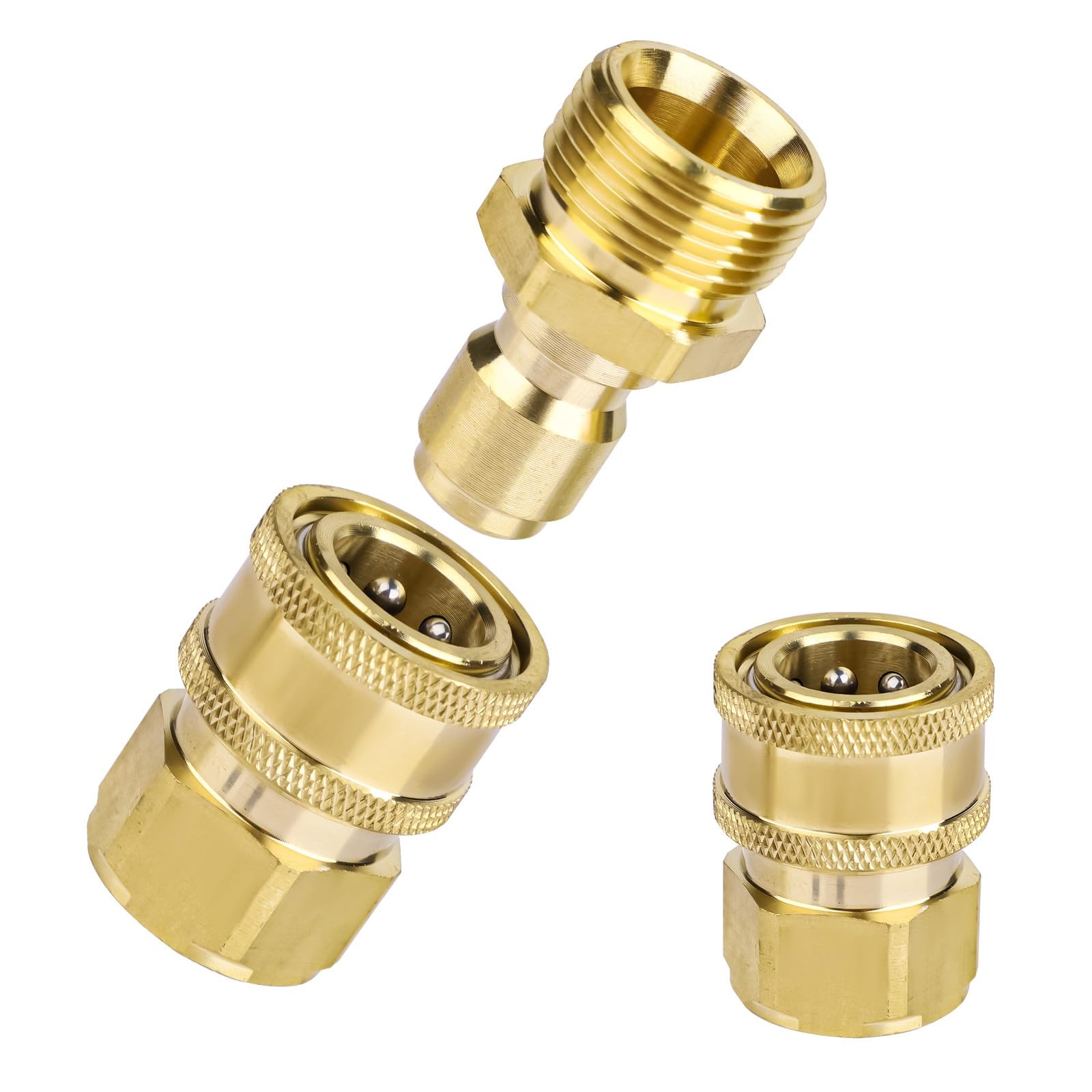 2 PCS M22 14mm To 3/8 Inch Pressure Washer Adapter Set Brass 5000 PSI Kit