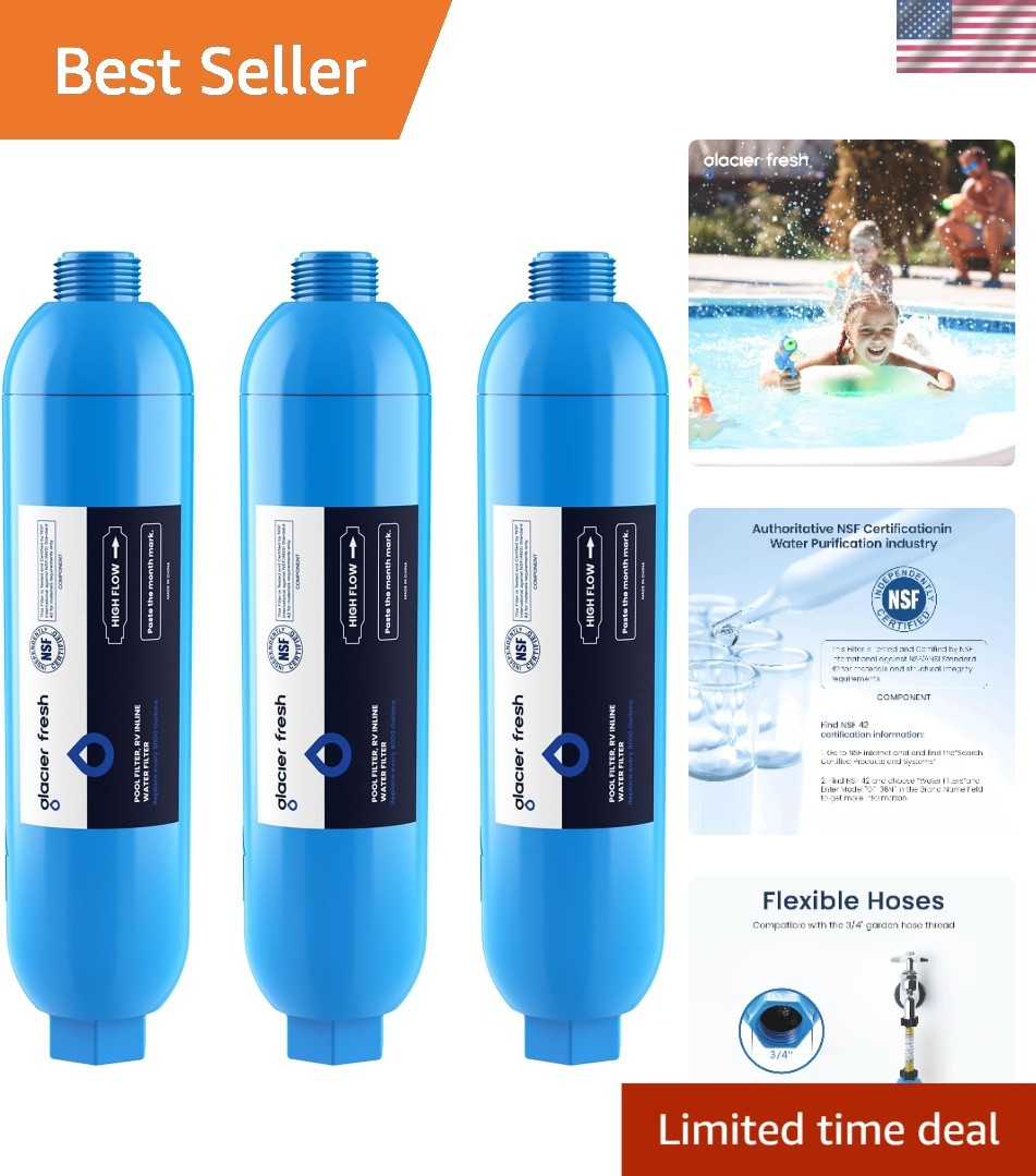 RV Water Filter for Pools & Hot Tubs – Removes Chlorine & Odors, 3 Count