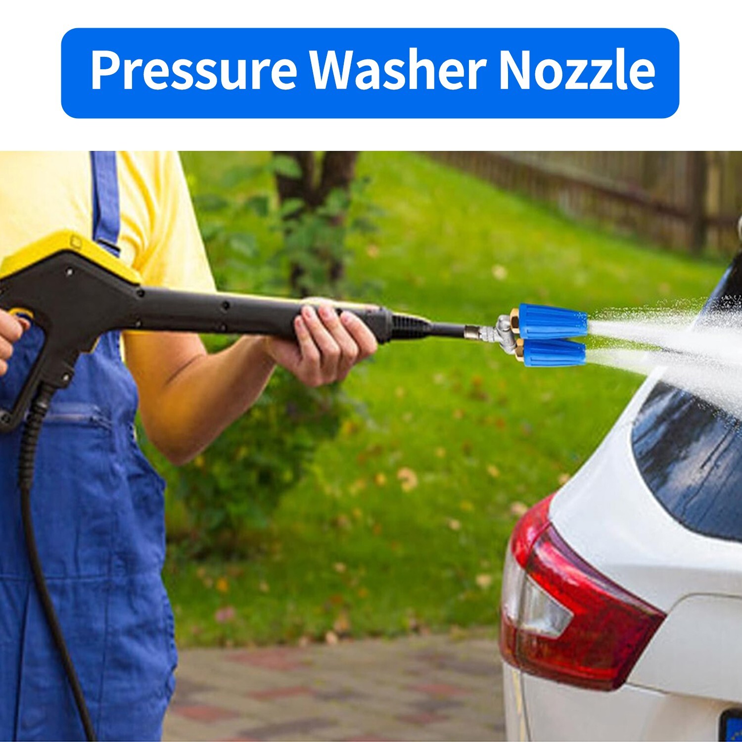 360° Rotating Pressure Washer Dual Turbo Nozzle 1/4″ Quick Connector 2.5 Orifice