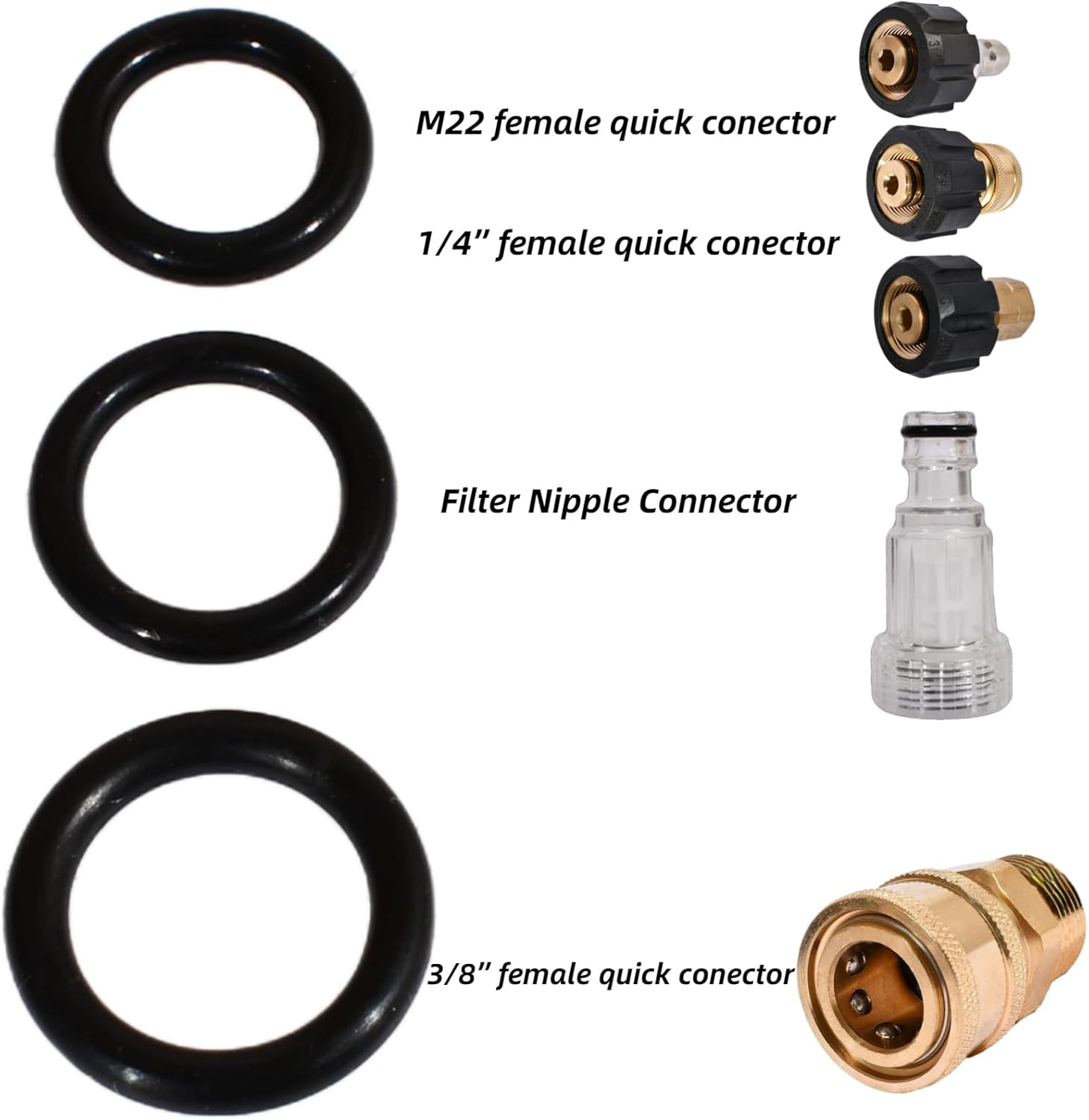 Pressure Power Washer O-Rings Replacement for 1/4 Inch, 3/8 Inch, M22 Quick