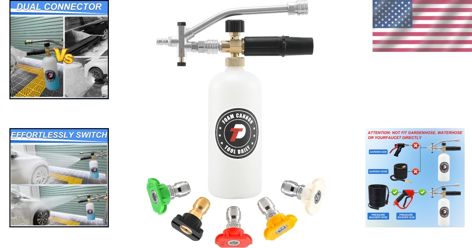 Adjustable Snow Foam Lance with 5 Nozzle Tips