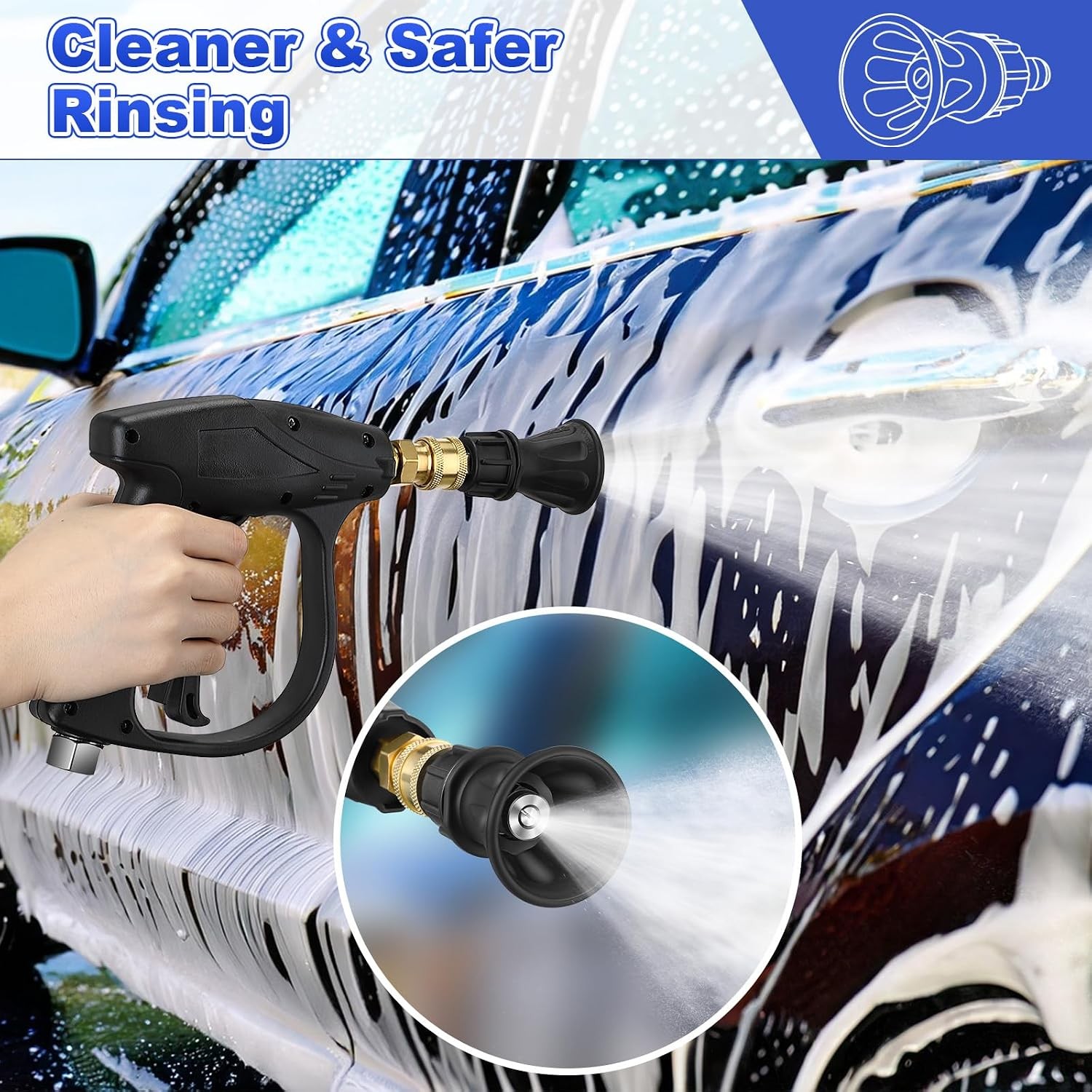 Durable Stainless Steel 40 Degree Pressure Washer Nozzle Tips 2 Piece Guard Set