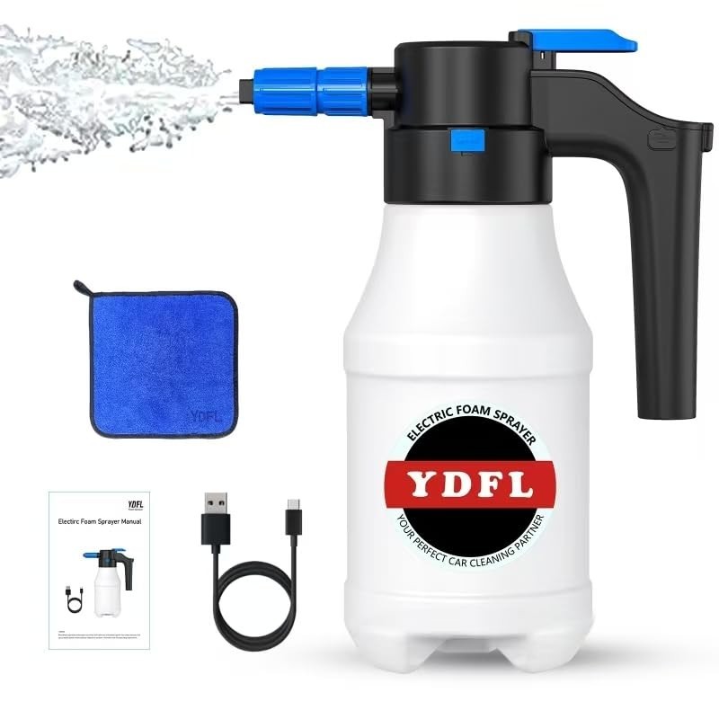 Electric Foam Sprayer 1.5L USB Pressurized Pump for Car Washing & Home Cleaning