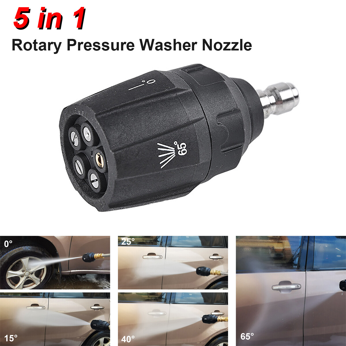 Rotary Pressure Washer Gun Nozzle 5 IN 1 Car Wash Foam Spray 1/4″ Quick Connect