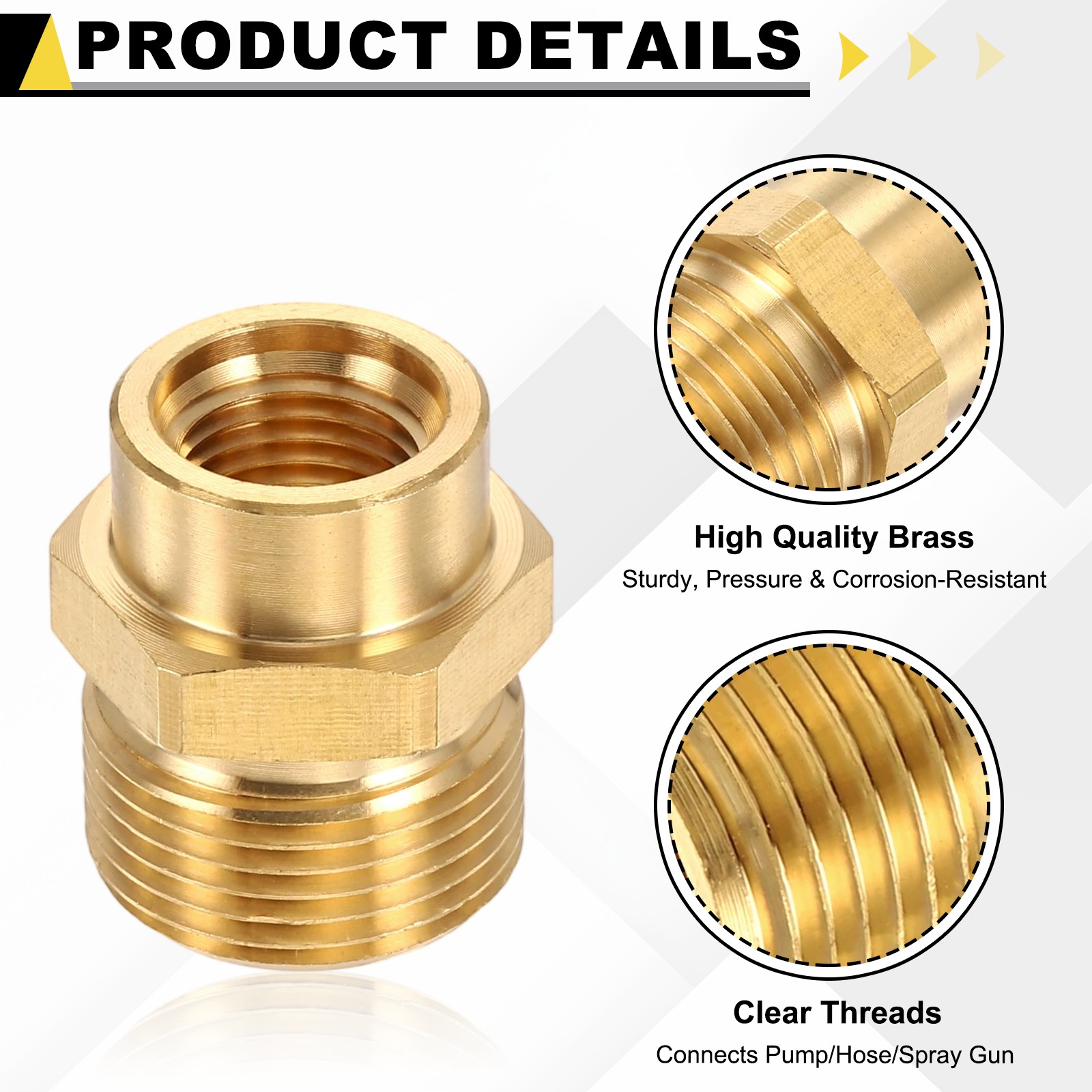 2Pcs Pressure Washer Adapter with Tape, G1/4″ Female to M22 14mm Male Brass