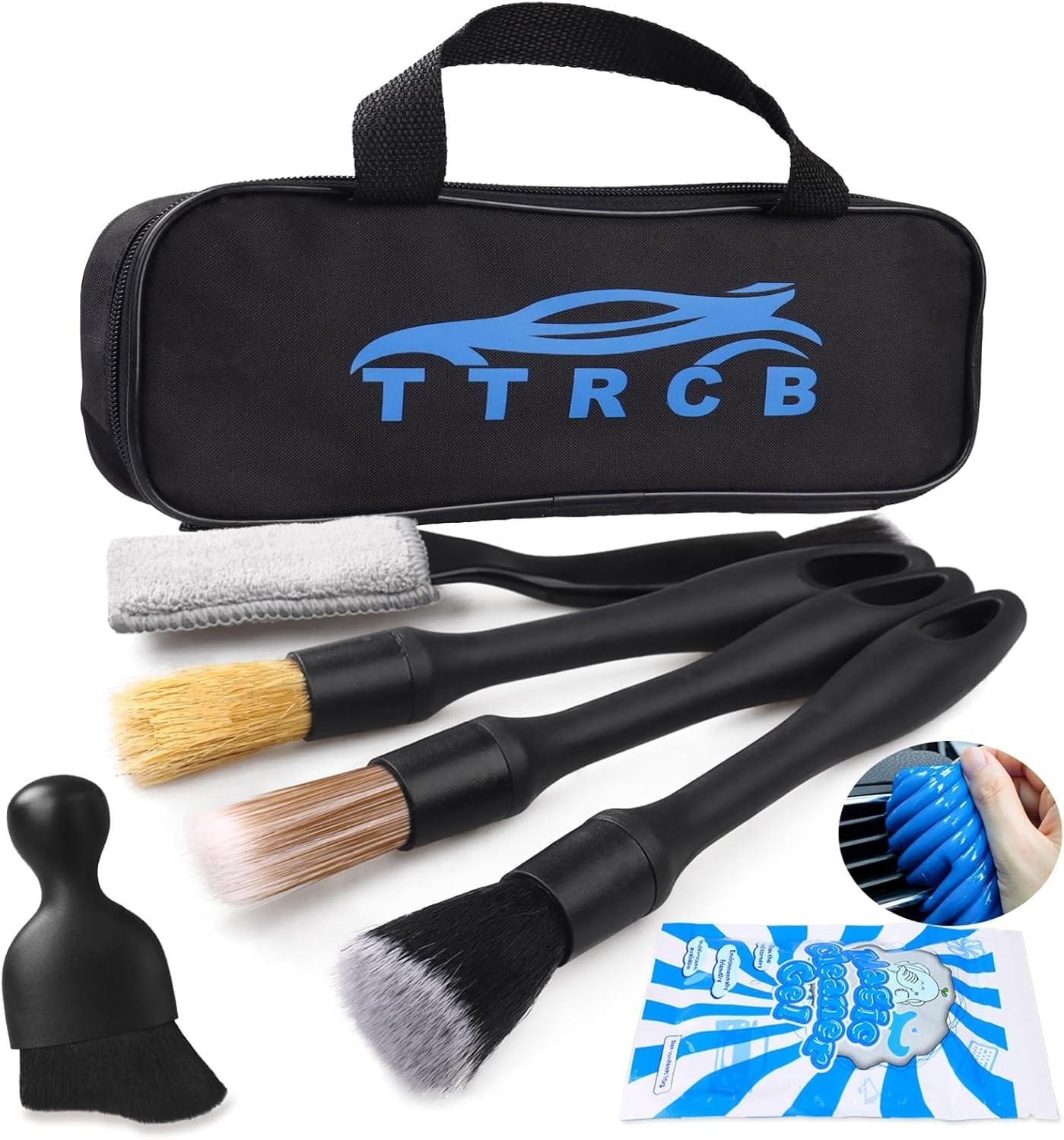 7PCS Car Detailing Brush Set Ultra Soft Boars Hair Car Interior Detailing