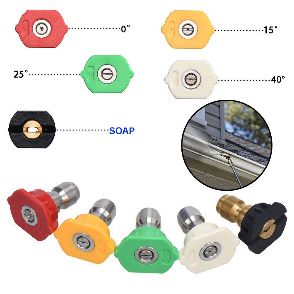 5pcs Pressure Washer Spray Tips Nozzles High Power Kit Quick Connect 1/4″ Set