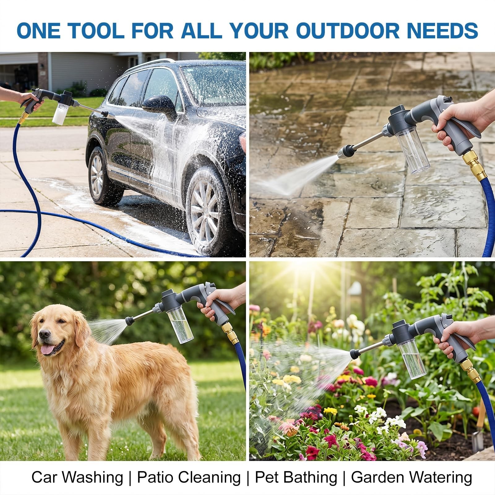 High Pressure Water Jet Nozzle for Pressure Washer, 360° Rotating Head, 3 Modes