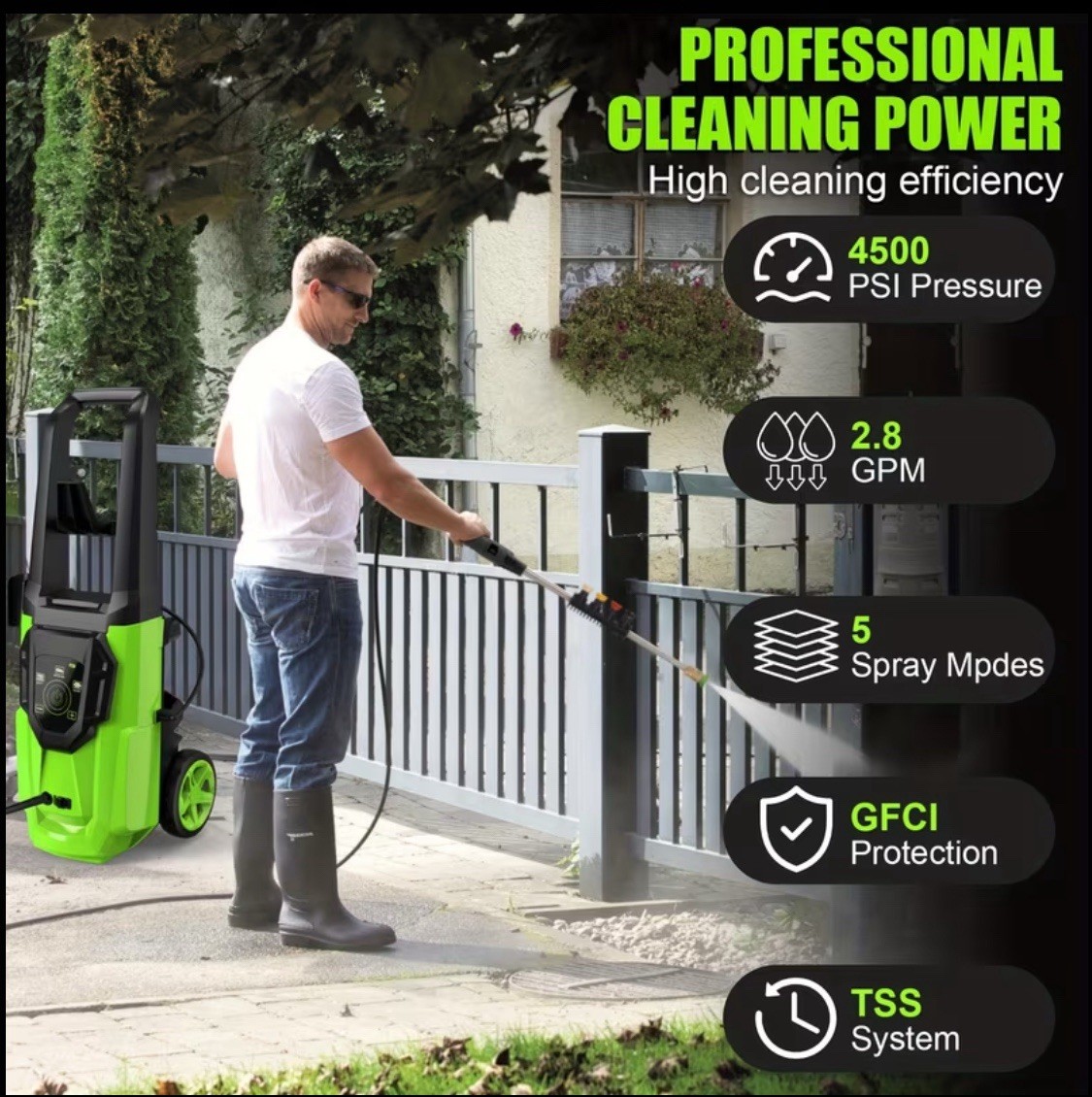 Electric Pressure Washer 5000PSI-Max 3.6GPM Power Washer Touch Screen Adjustable