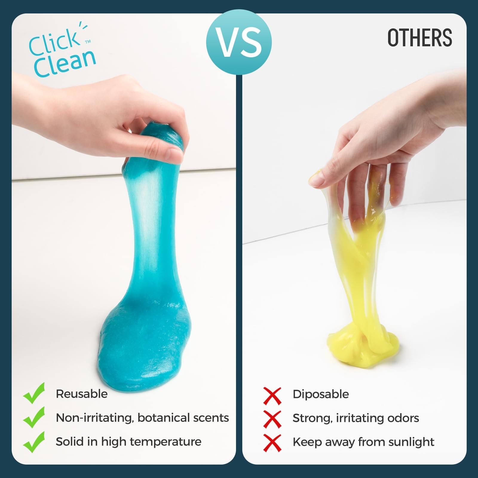CLICK CLEAN 2Pcs Cleaning Gel for Car, 7oz Car 7 Ounce (Pack of 2), Blue+Blue