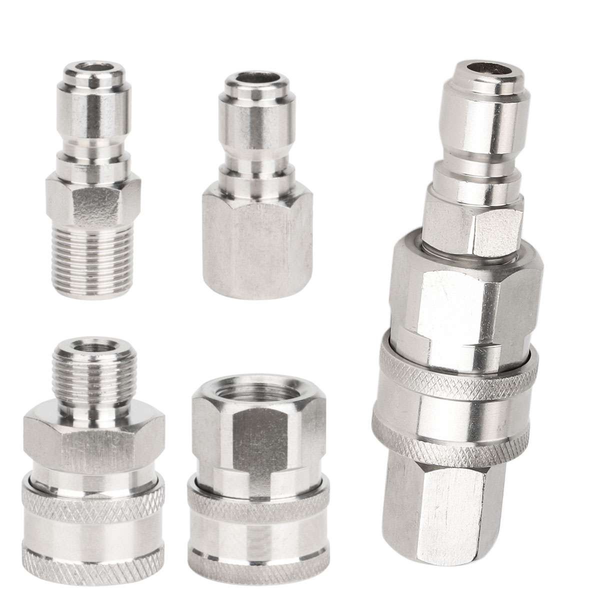 Pressure Washer Hose Connector Adapter Set Quick Connect NPT 3/8 Inch Stainless