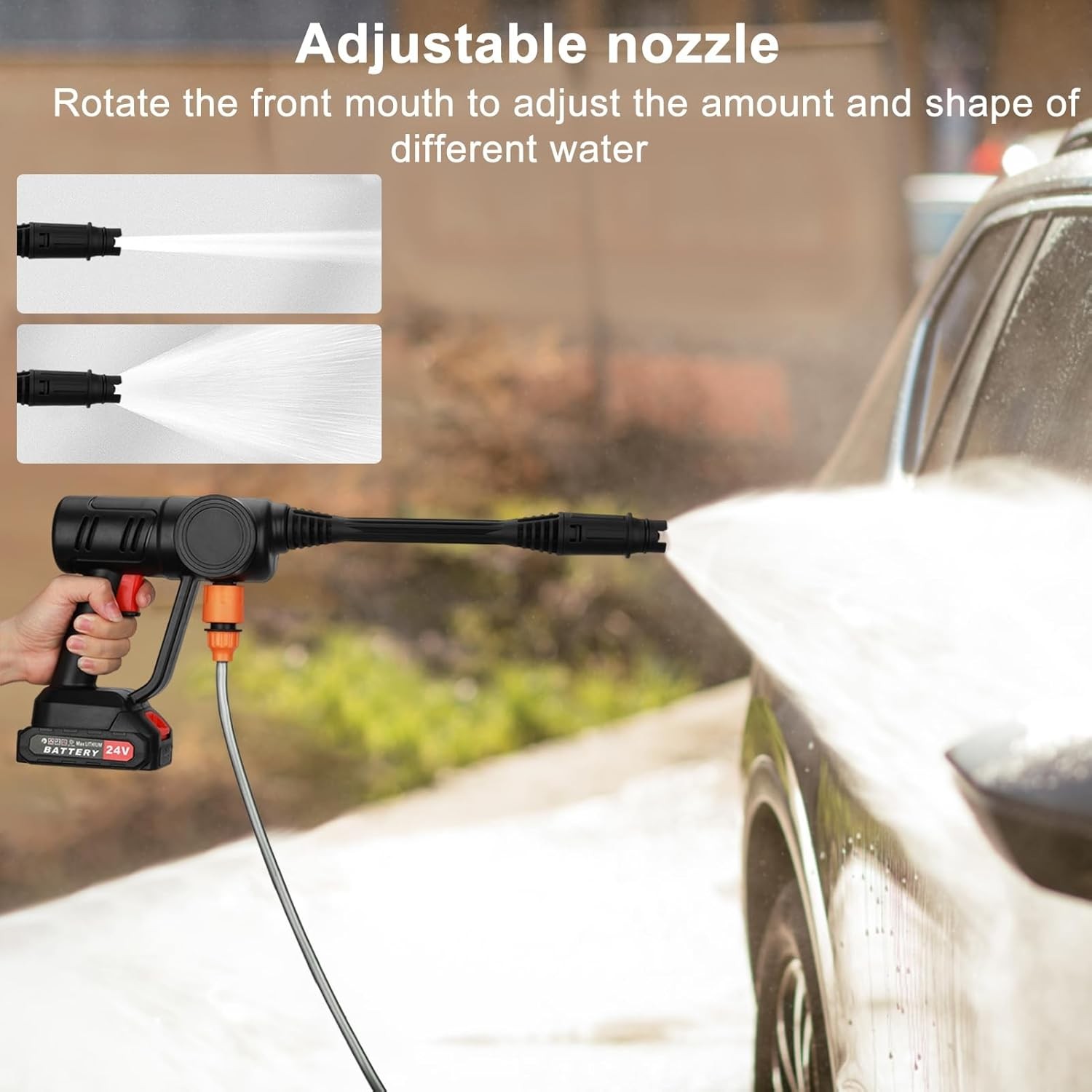 260W 6Ah Car Cordless Pressure Washer Kit Electric High Pressure Water Spray Gun