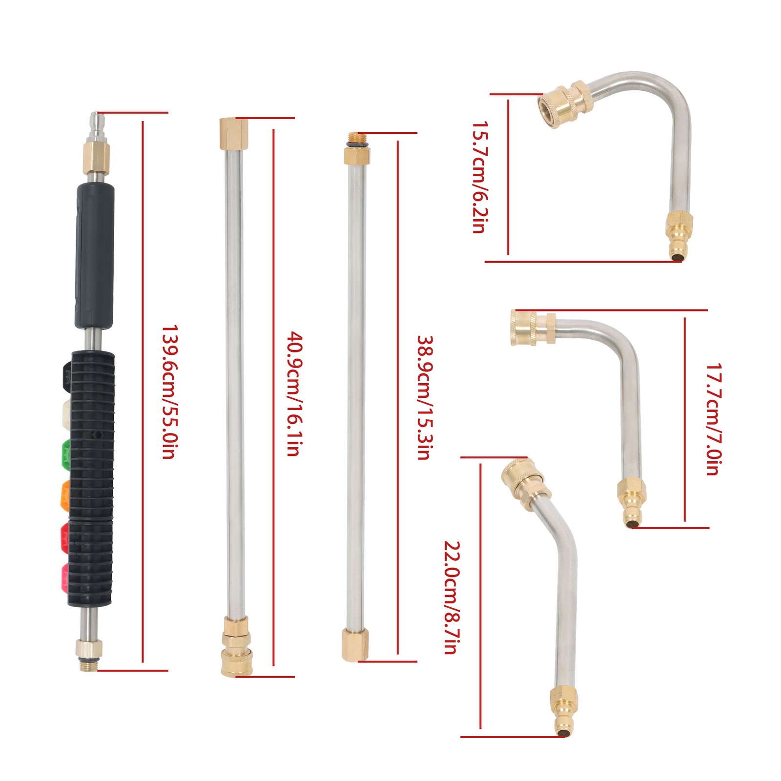 97 Inch Stainless Steel Replaceable Upgraded Power Washer Extension Wand