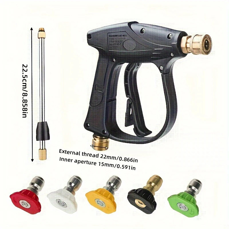 2175PSI High Pressure Washer Gun with M22-14 1/4″ Quick Connect, 5 Nozzles & M14
