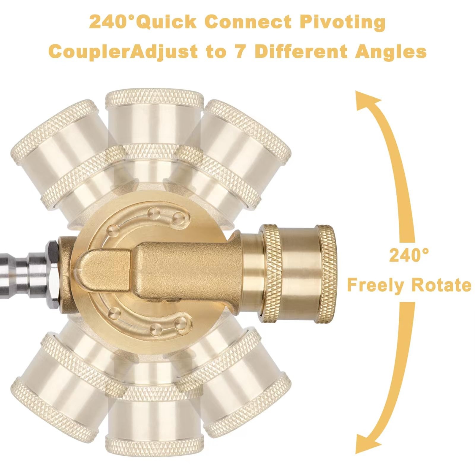 Pressure Washer Pivoting Coupler Kit – 240 Degree Rotation, Includes Gutter C…