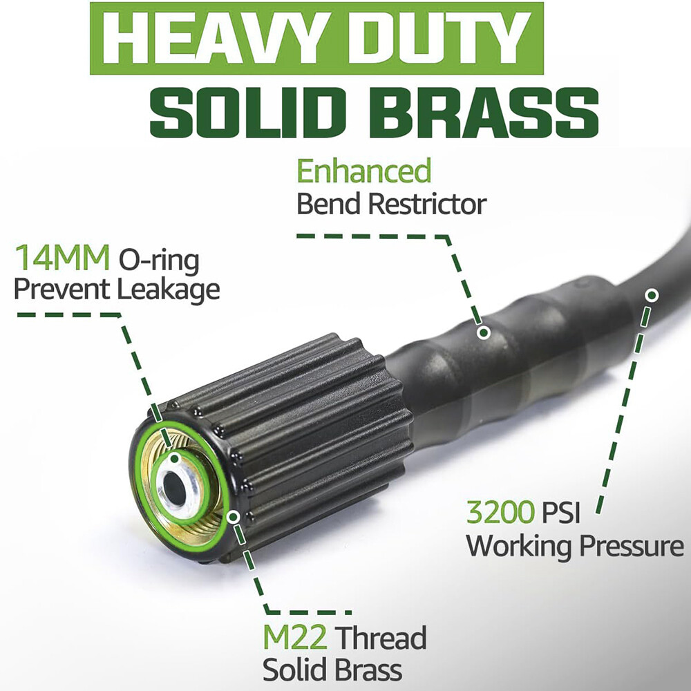 YAMATIC 1/4″ Kink Free M22-14mm Pressure Washer Hose 25ft/30ft/40ft/50ft/100ft