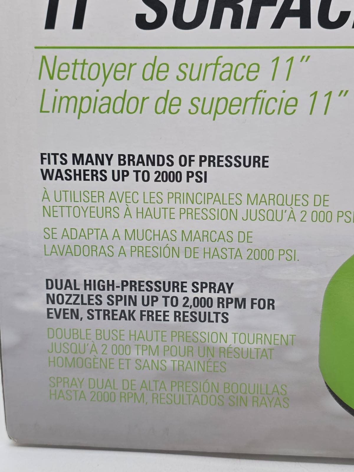 Greenworks 30012 11″ Surface Cleaner Attachment for Pressure Washers 2000PSI
