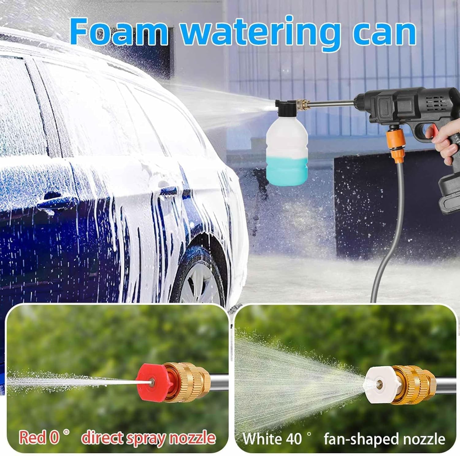 260W 6Ah Car Cordless Pressure Washer Kit Electric High Pressure Water Spray Gun