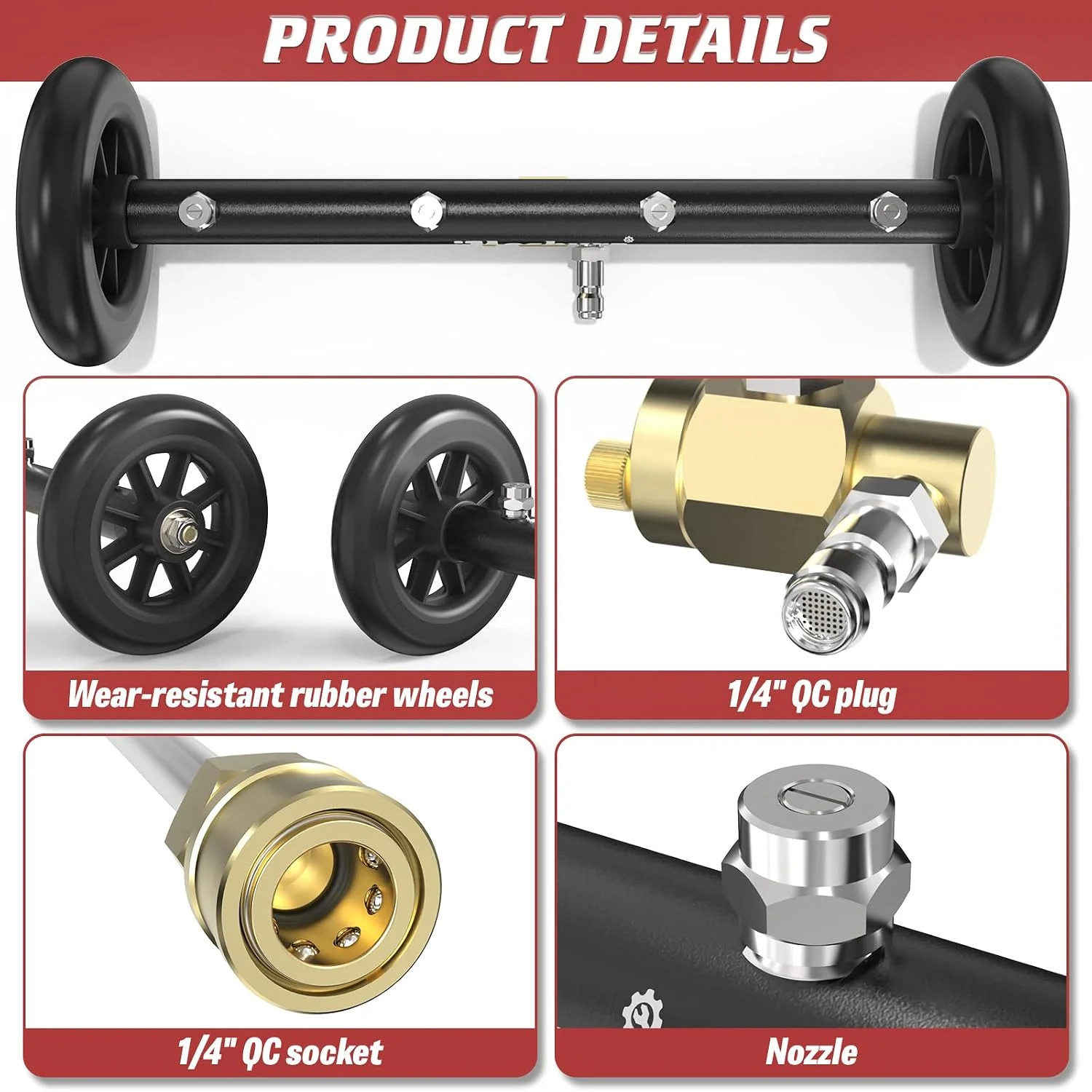 16 Inch Undercarriage Pressure Washer Attachment, 4000 PSI Undercarriage Cleaner