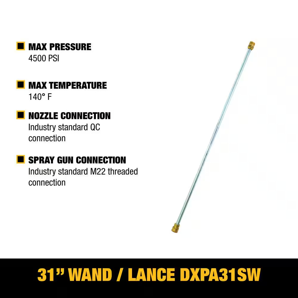 Universal 31 In. Pressure Washer Extension Spray Wand for Cold Water 4500 PSI Pr