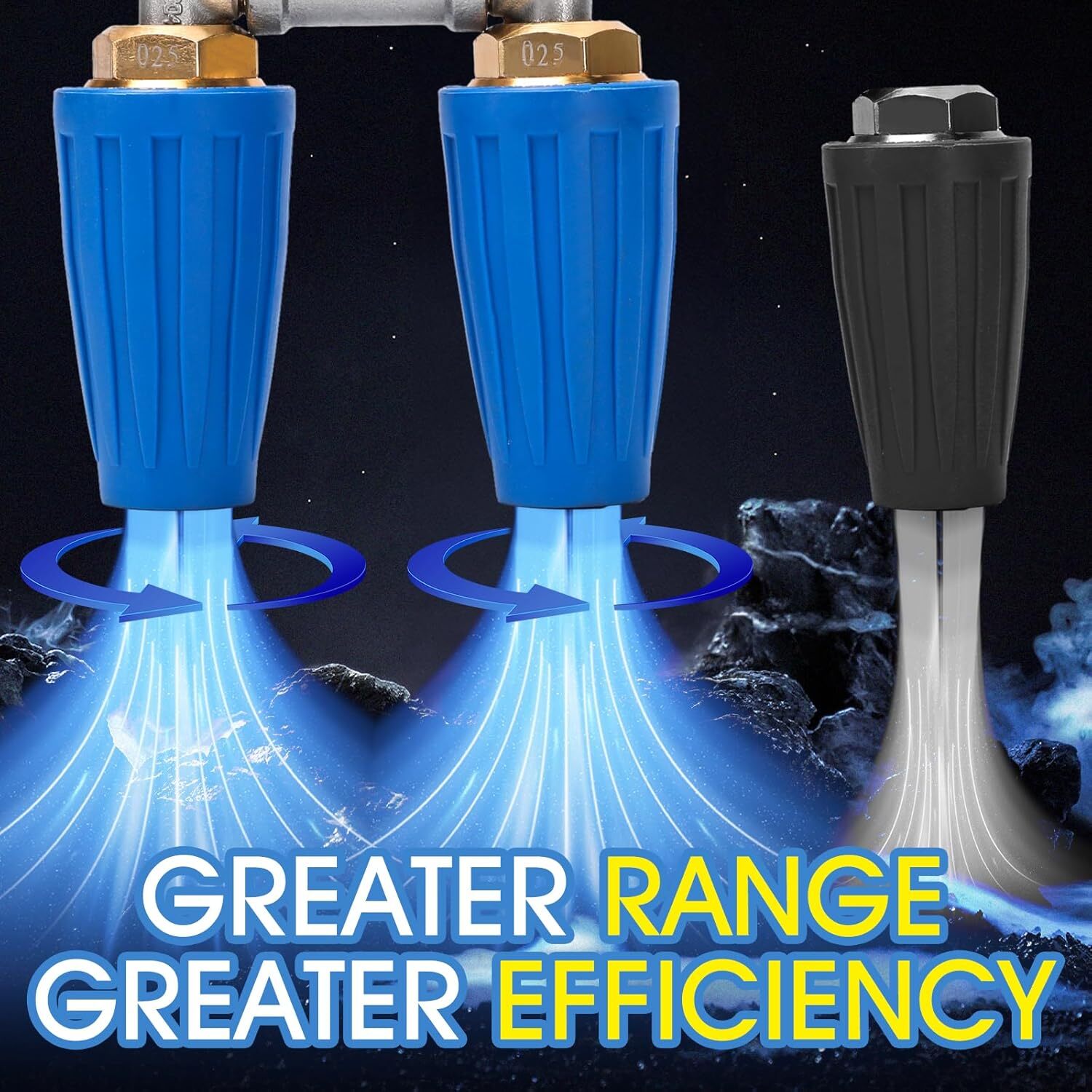 High-Pressure Washer Rotating Dual Turbo Nozzle Spray Tip 1/4″ 4000PSI 4-6GPM US