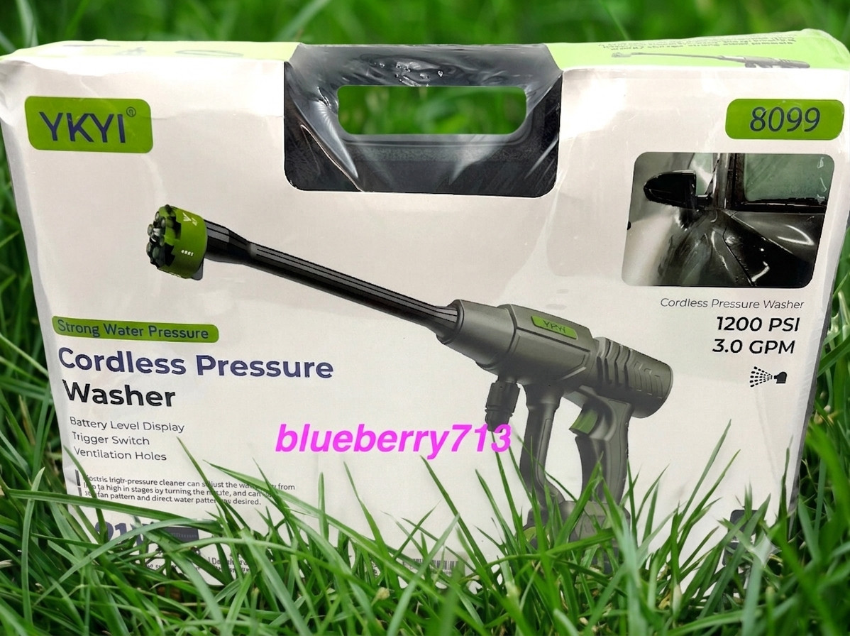 New! YKYI Cordless 1200 PSI 30 Speed Portable Power Washer with 6-in-1 Nozzle